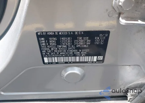 2018 Honda Hr-V Lx z USA, uszkodzony, nr VIN 3CZRU5H36JM719107